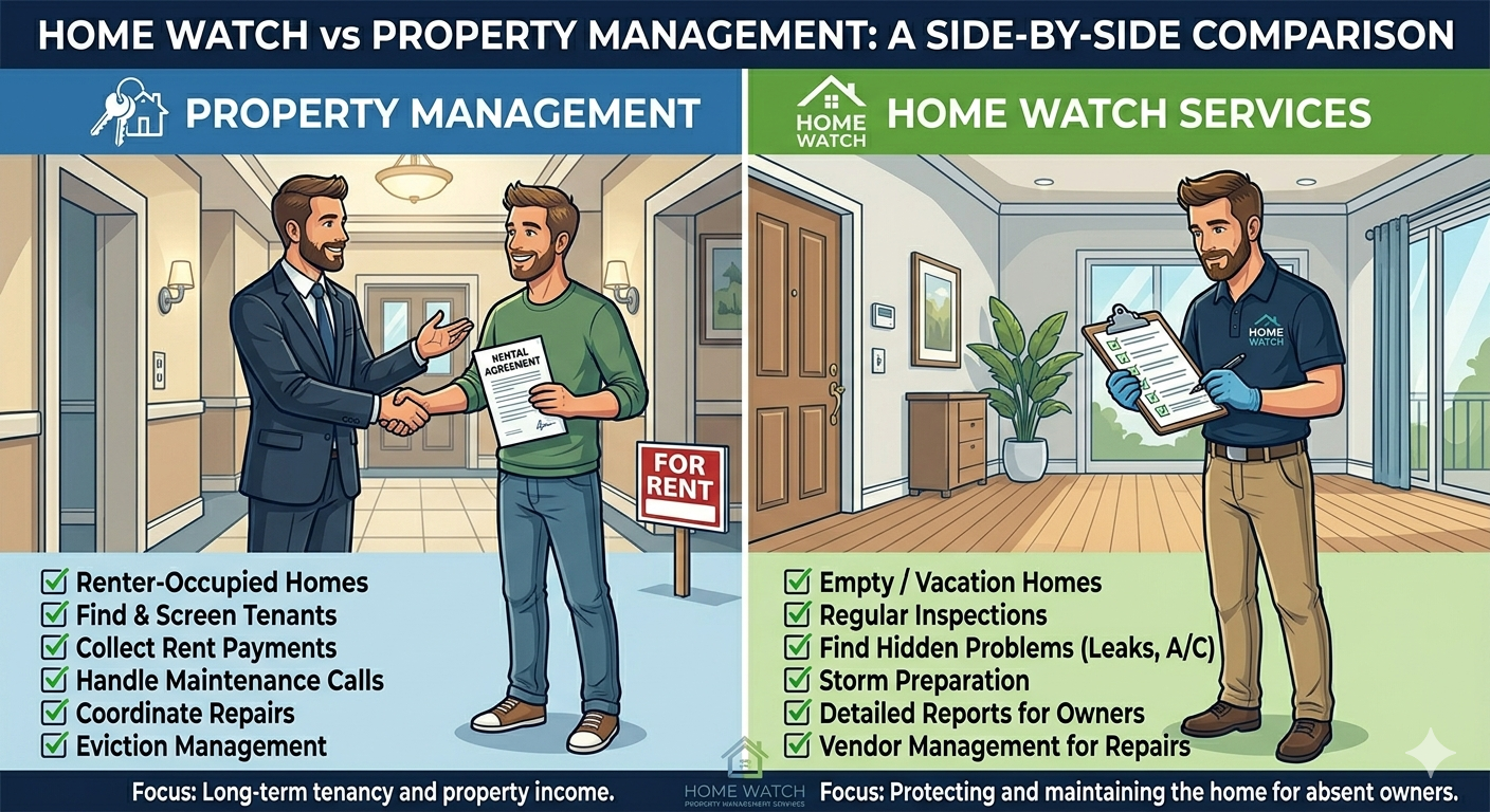 Home Watch vs Property Management: What Is the Difference?